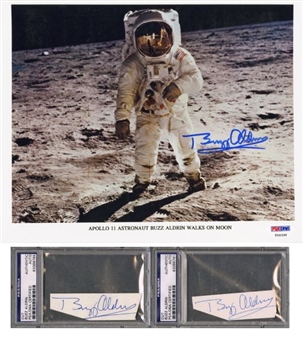 Buzz Aldrin Signed 8x10 Photo & 2 Signed Cuts (PSA/DNA)